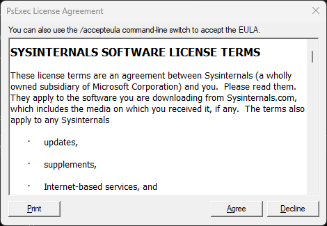 PsExec License Agreement